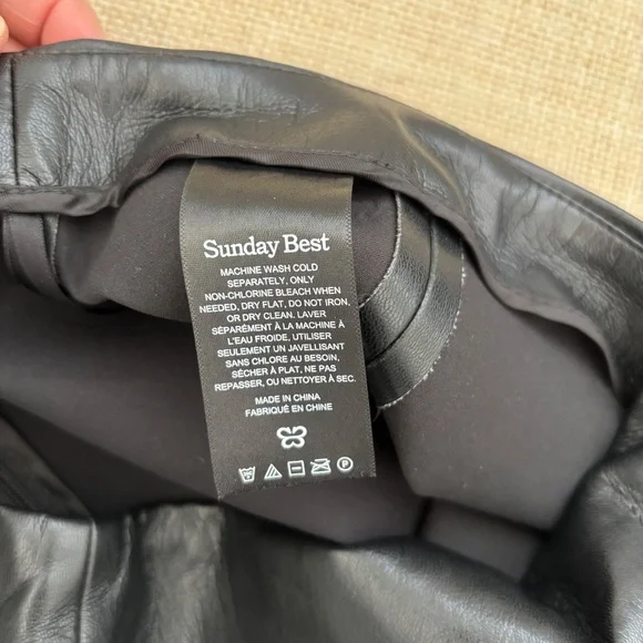 Sunday Best Black Faux Leather Mini Skirt with Side Slit - Picture 3 of 10